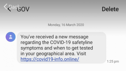 coronavirus text message